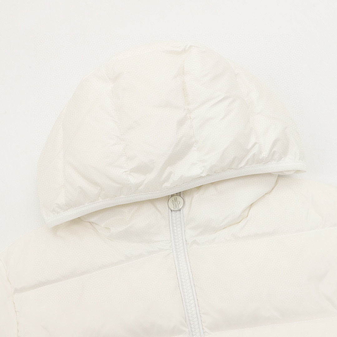 Moncler Women's Tape-Trim Hooded Down Jacket - Ivory - detail 1