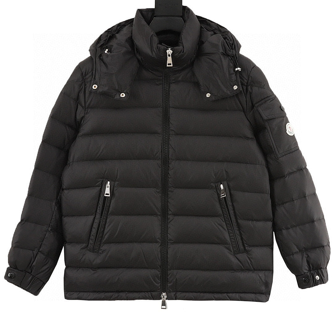 Moncler Maya Lightweight Hooded Down Jacket - Black - front view