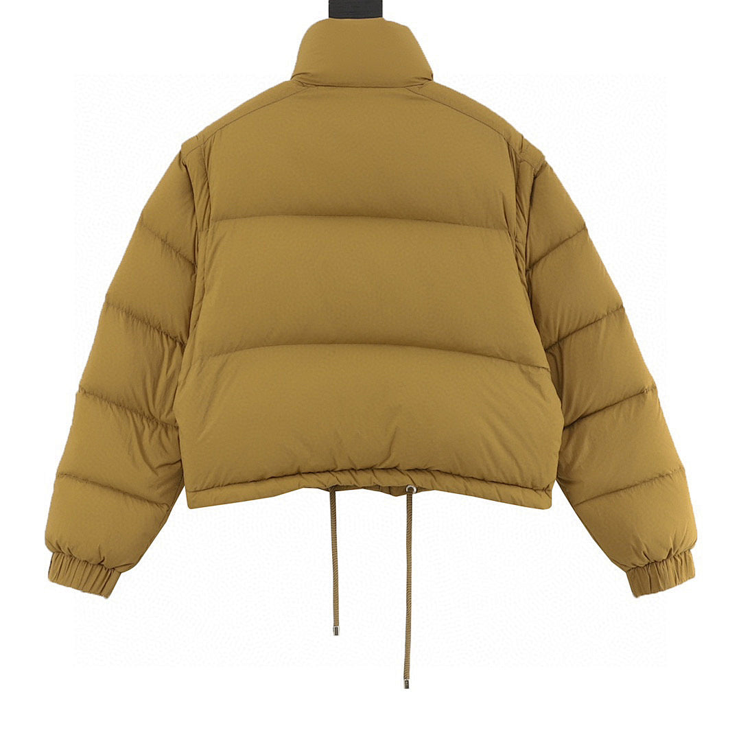 Moncler Selle Cropped Drawstring Down Jacket - Mustard - back view