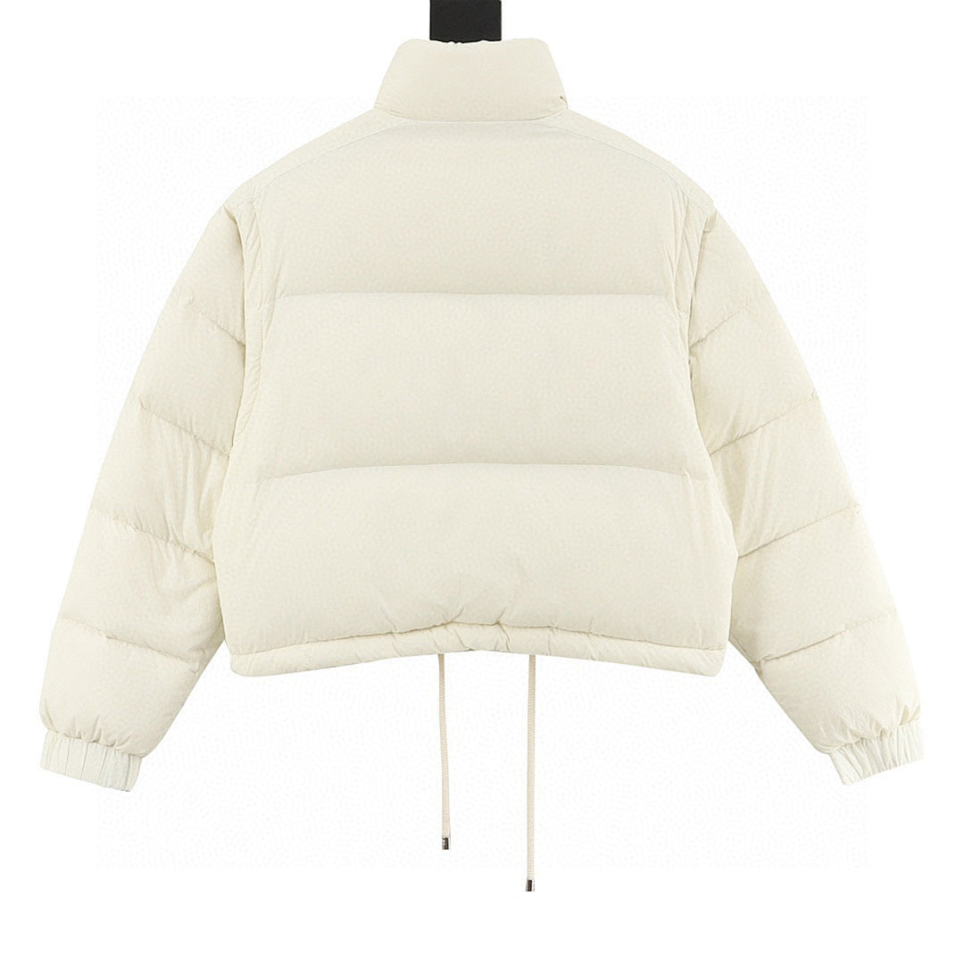 Moncler Selle Cropped Drawstring Down Jacket - Ivory - back view