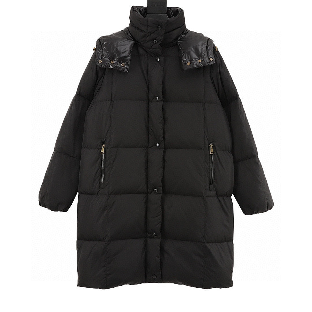 Moncler Women's Long Hooded Down Coat - Black - front view