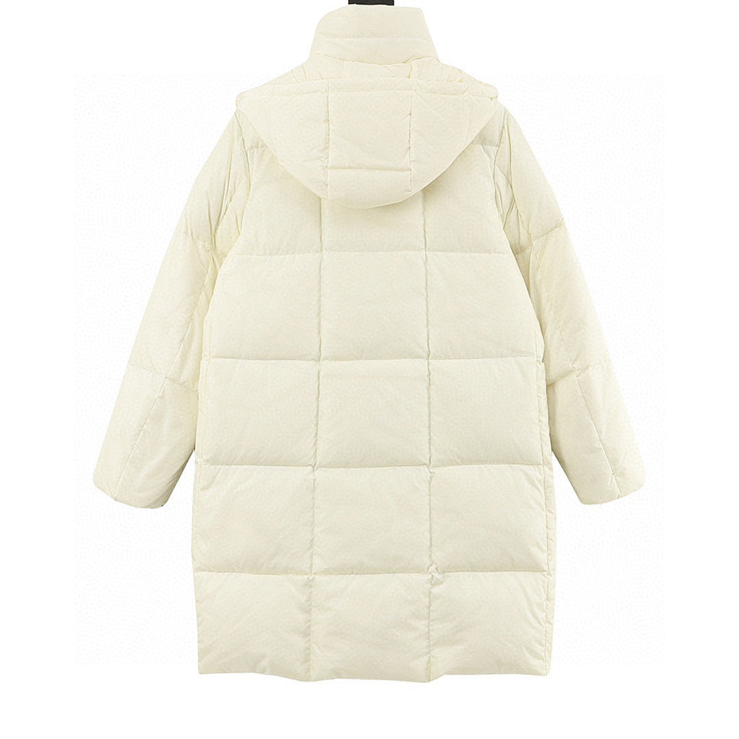 Moncler Women's Long Hooded Down Coat - Ivory - back view