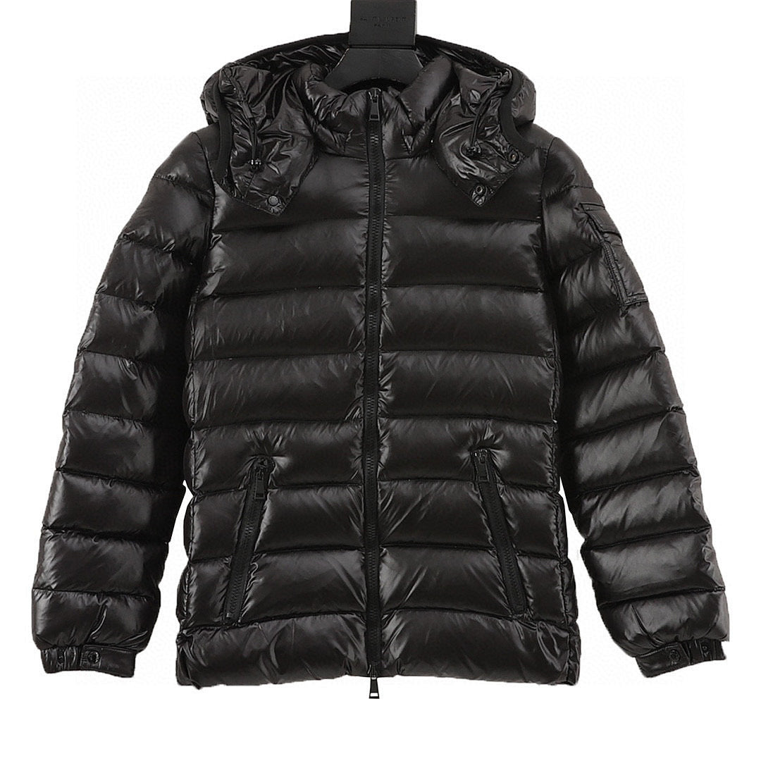 Moncler Women's Classic Fitted Hooded Down Jacket - Black - front view