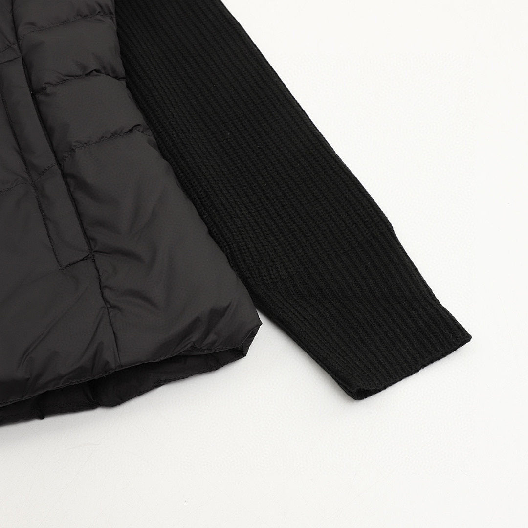 Moncler Women's Chevron-Panel Knit Cardigan - Black - detail 2