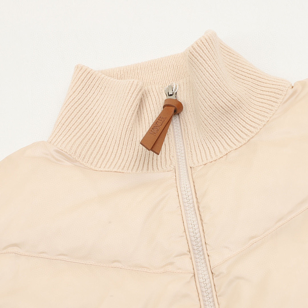Moncler Women's Chevron-Panel Knit Cardigan - Beige - detail 1
