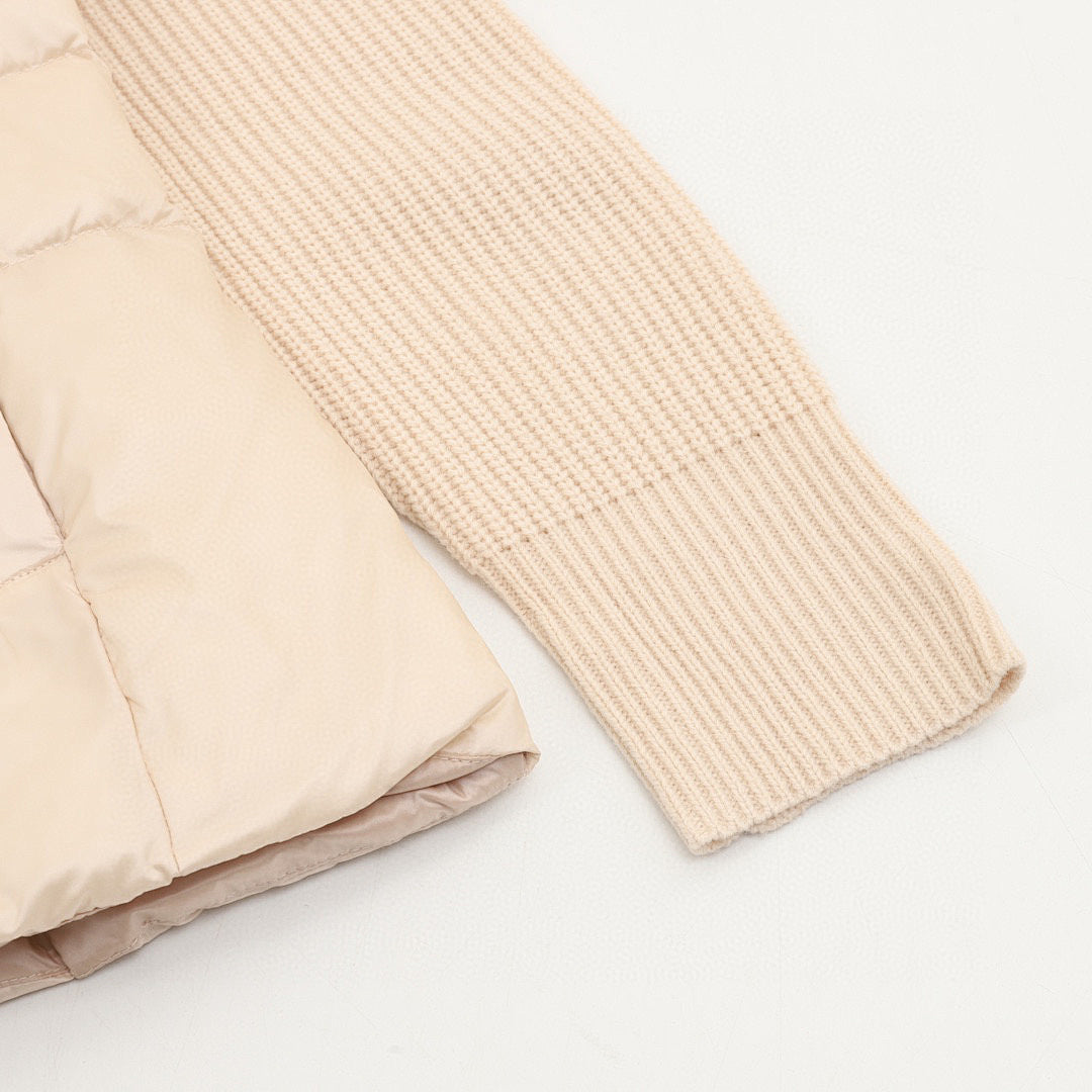Moncler Women's Chevron-Panel Knit Cardigan - Beige - detail 2