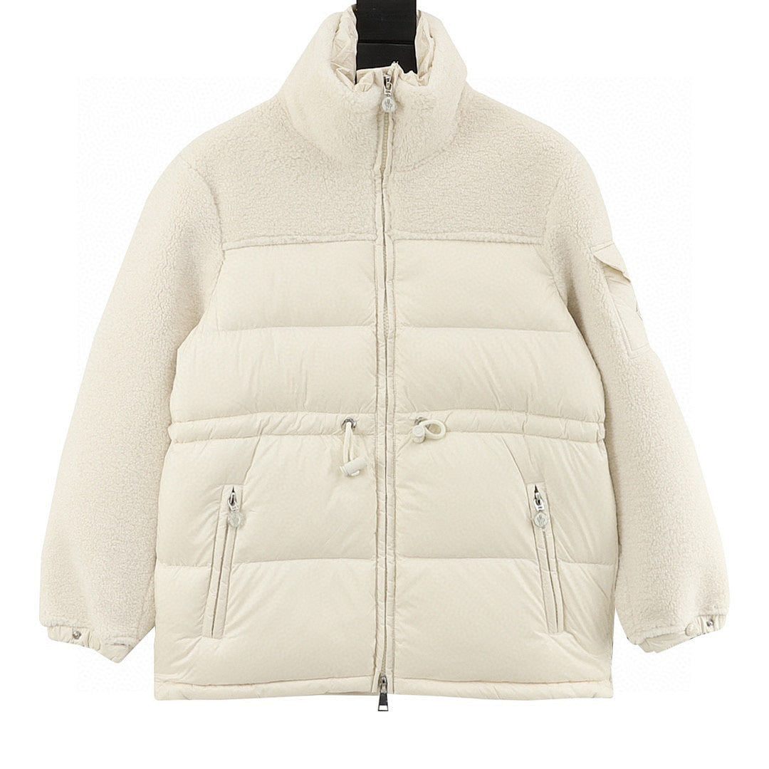 Moncler Escaut Women's Textured-Panel Down Jacket - Ivory - front view