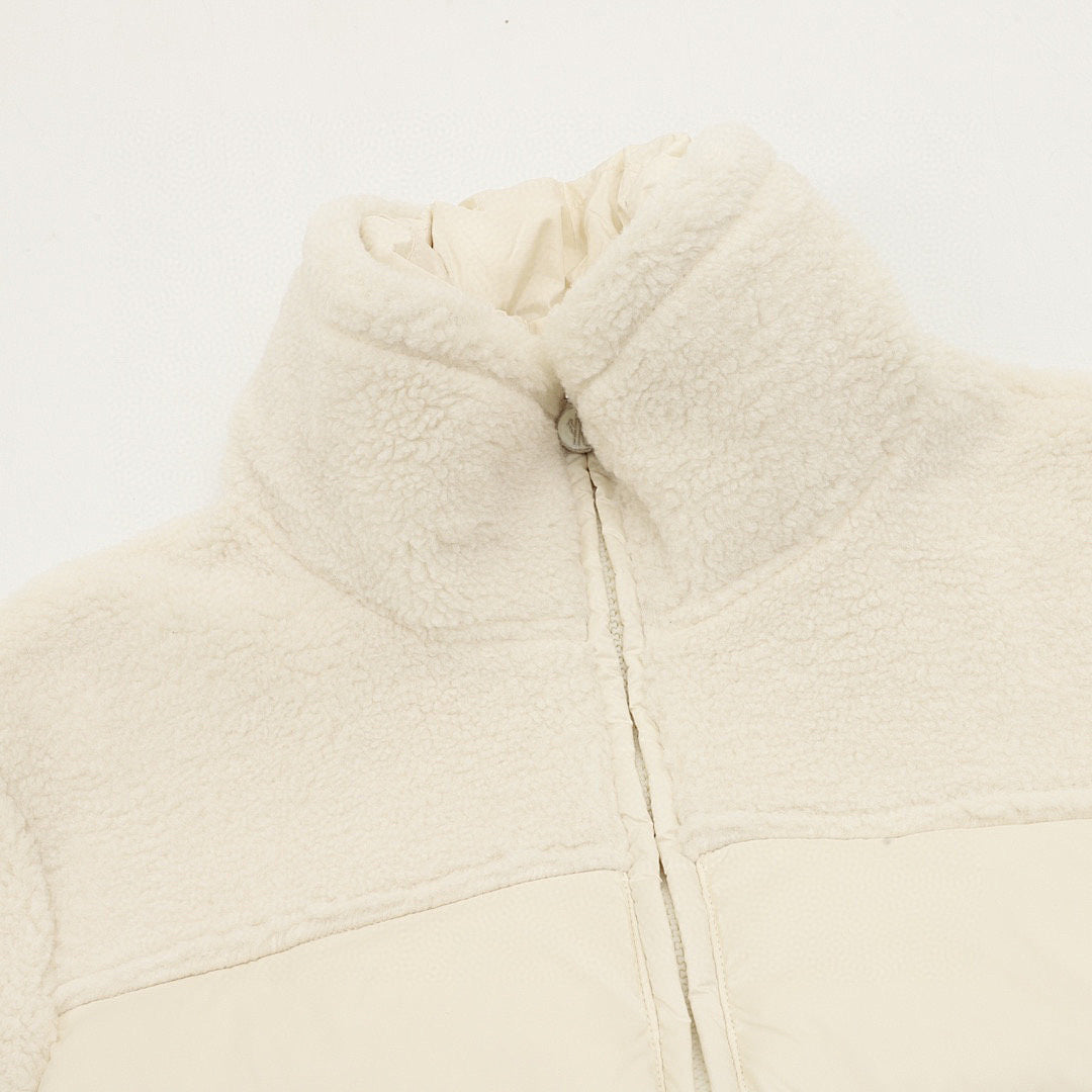 Moncler Escaut Women's Textured-Panel Down Jacket - Ivory - detail 1