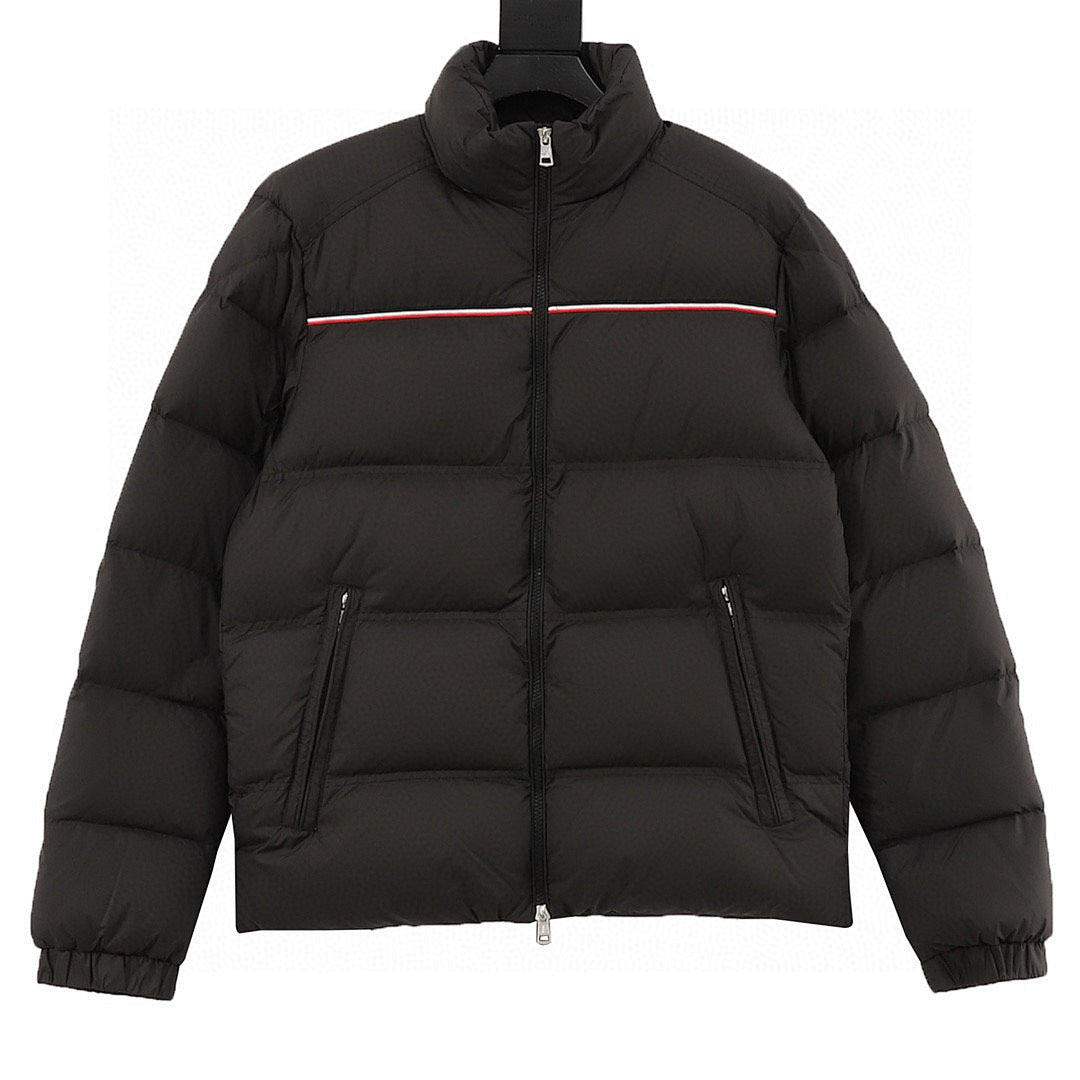 Moncler Tricolor-Stripe Down Jacket - Black - front view