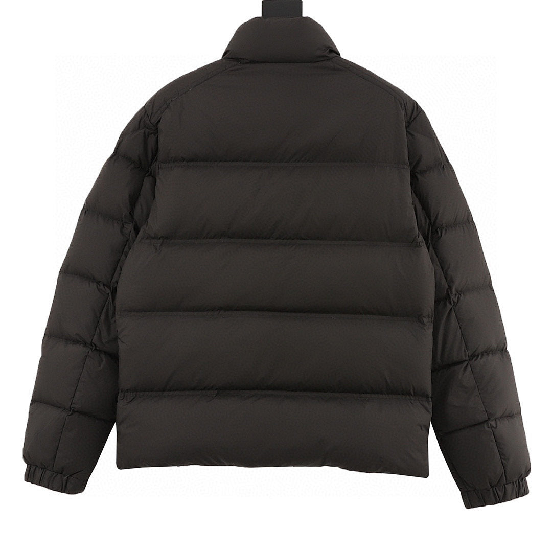 Moncler Tricolor-Stripe Down Jacket - Black - back view