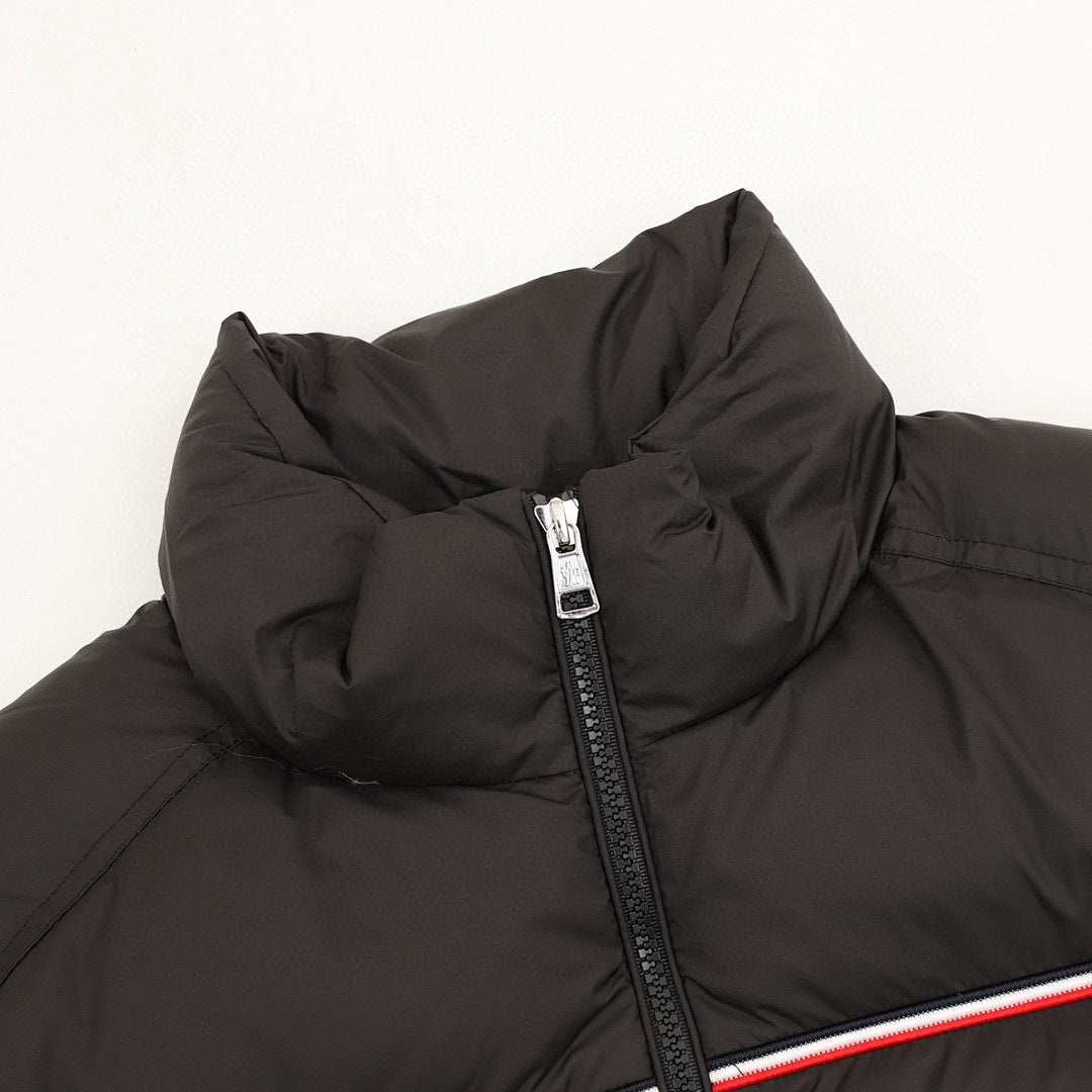 Moncler Tricolor-Stripe Down Jacket - Black - detail 1
