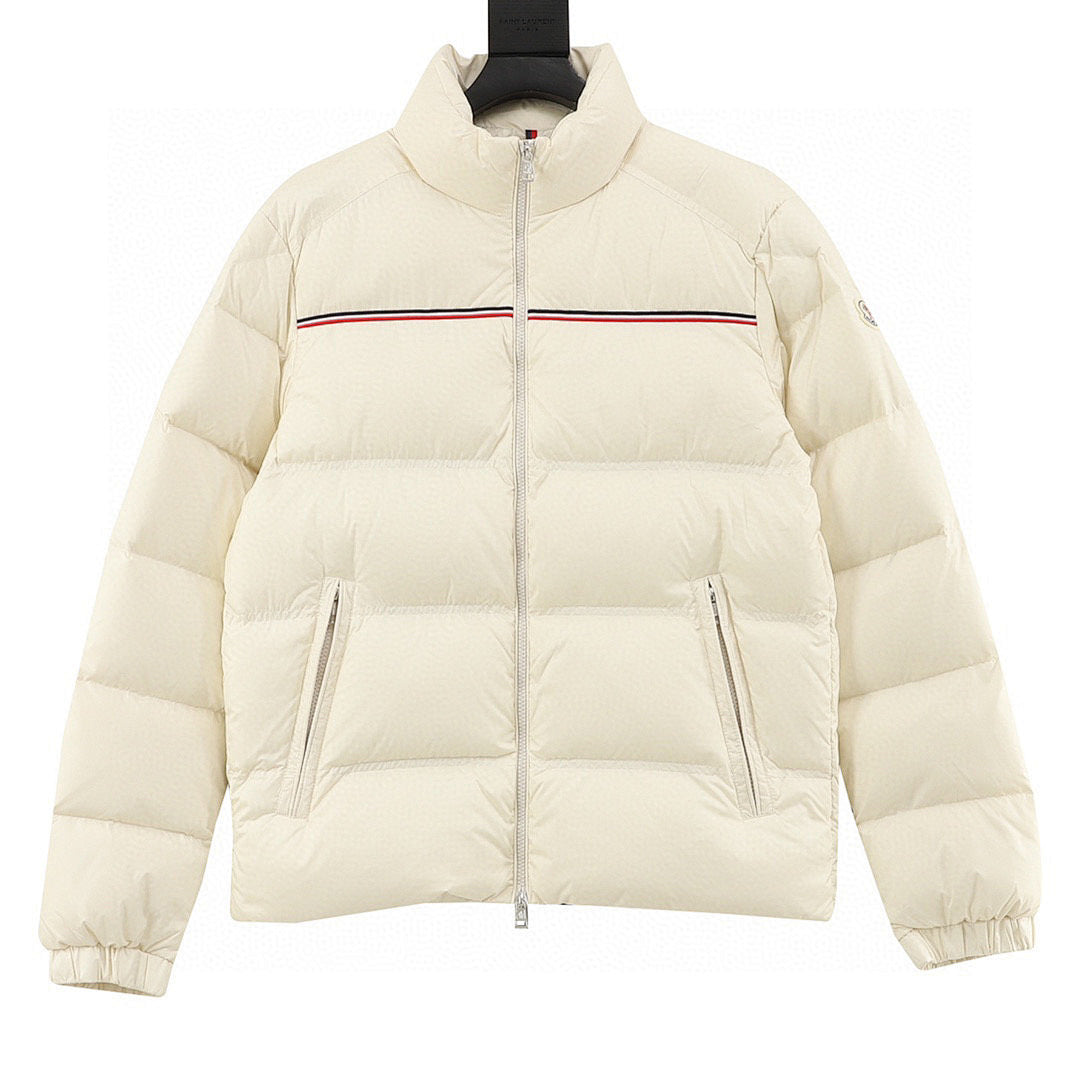 Moncler Tricolor-Stripe Down Jacket - Ivory - front view
