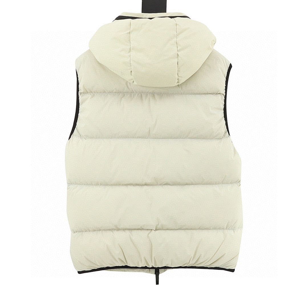 Moncler Black-Badge Hooded Down Vest - Ivory - back view