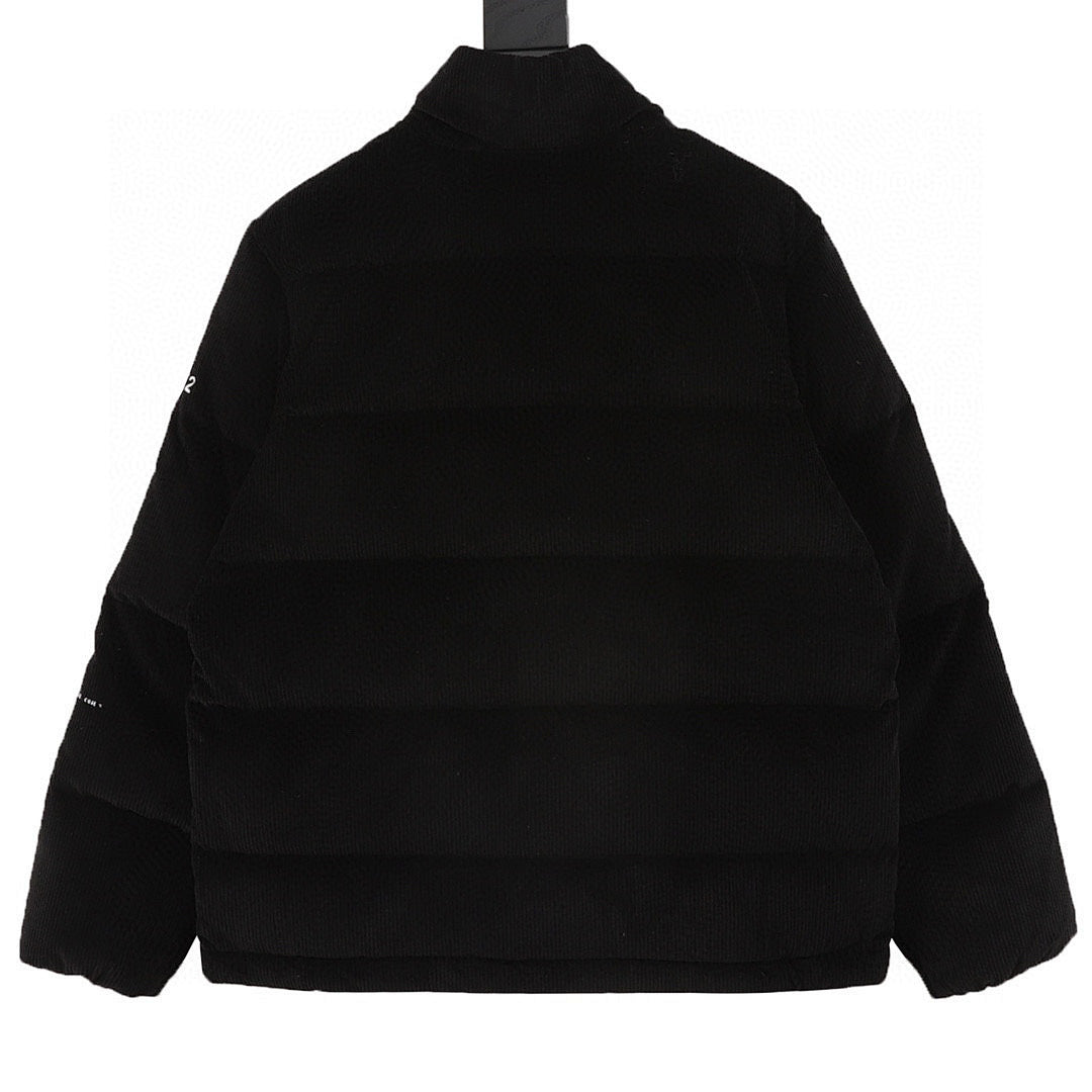 Moncler Corduroy Stand-Collar Down Jacket - Black - back view