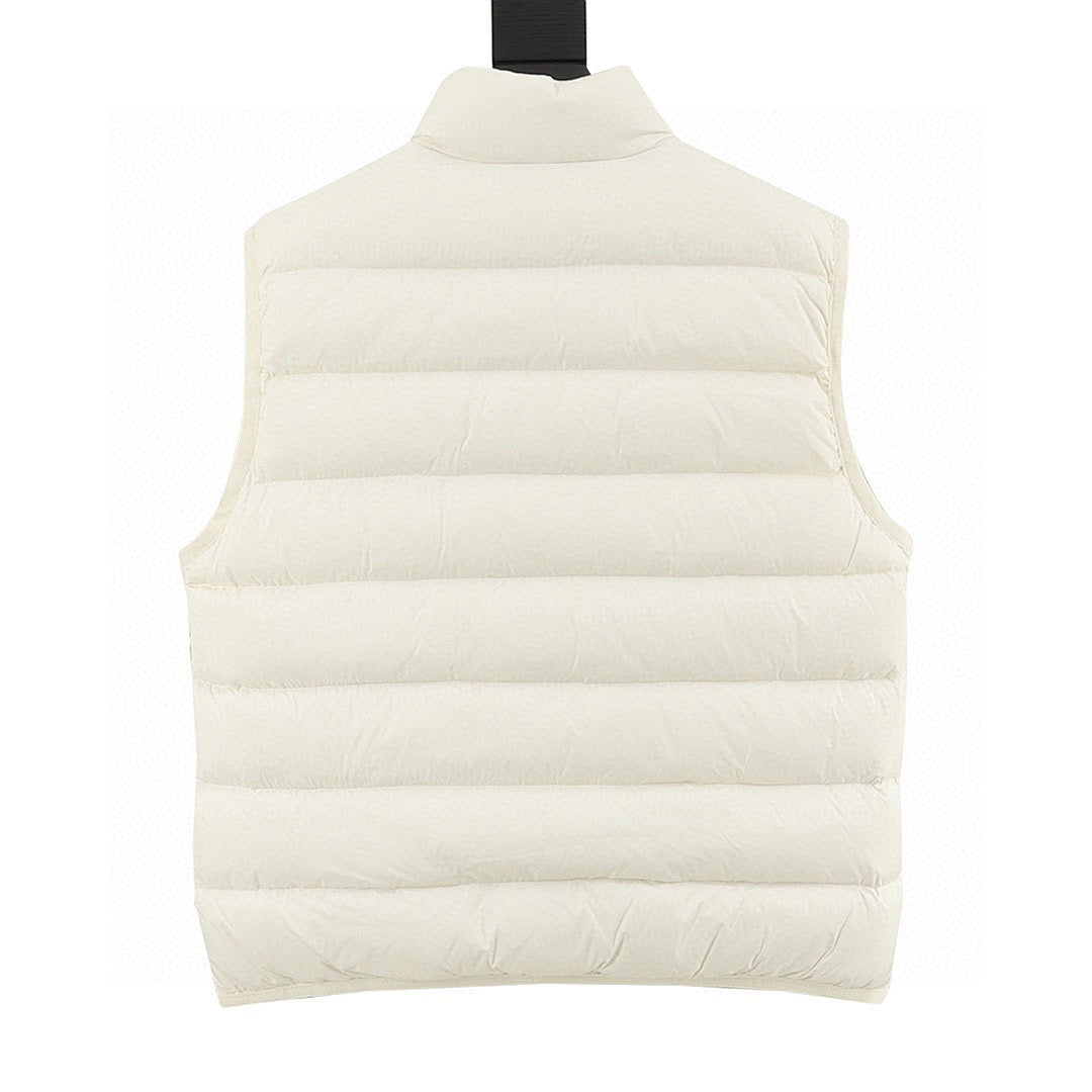 Moncler Letter-Trim Quilted Vest - Ivory - back view