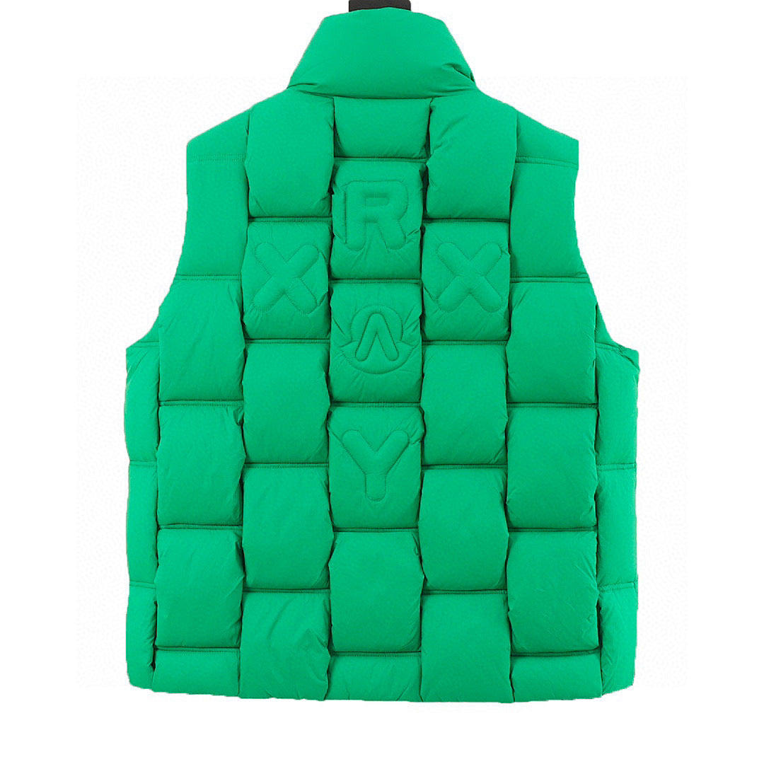 Moncler Woven-Panel Padded Vest - Green - back view