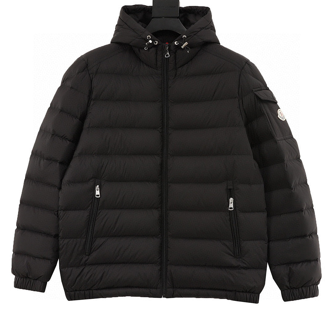 Moncler Horizontal-Quilt Hooded Down Jacket - Black - front view
