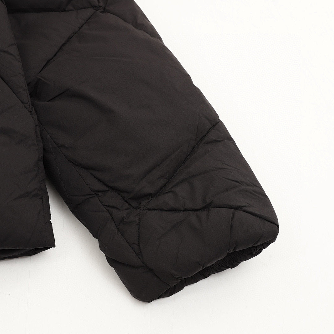 Moncler Geometric-Quilt Stand-Collar Down Jacket - Black - detail 3