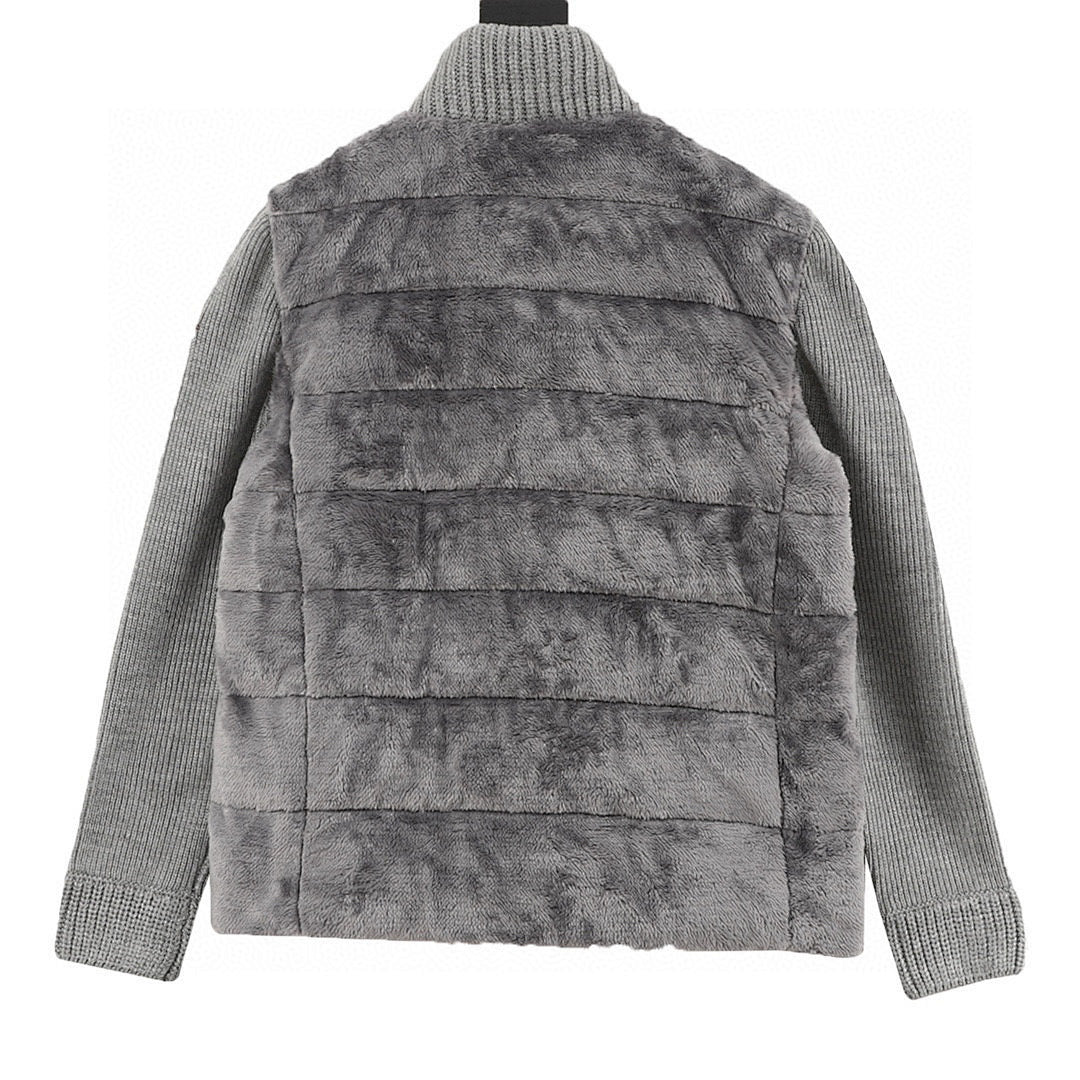 Moncler Women's Textured Panel Zip Cardigan - Gray - back view