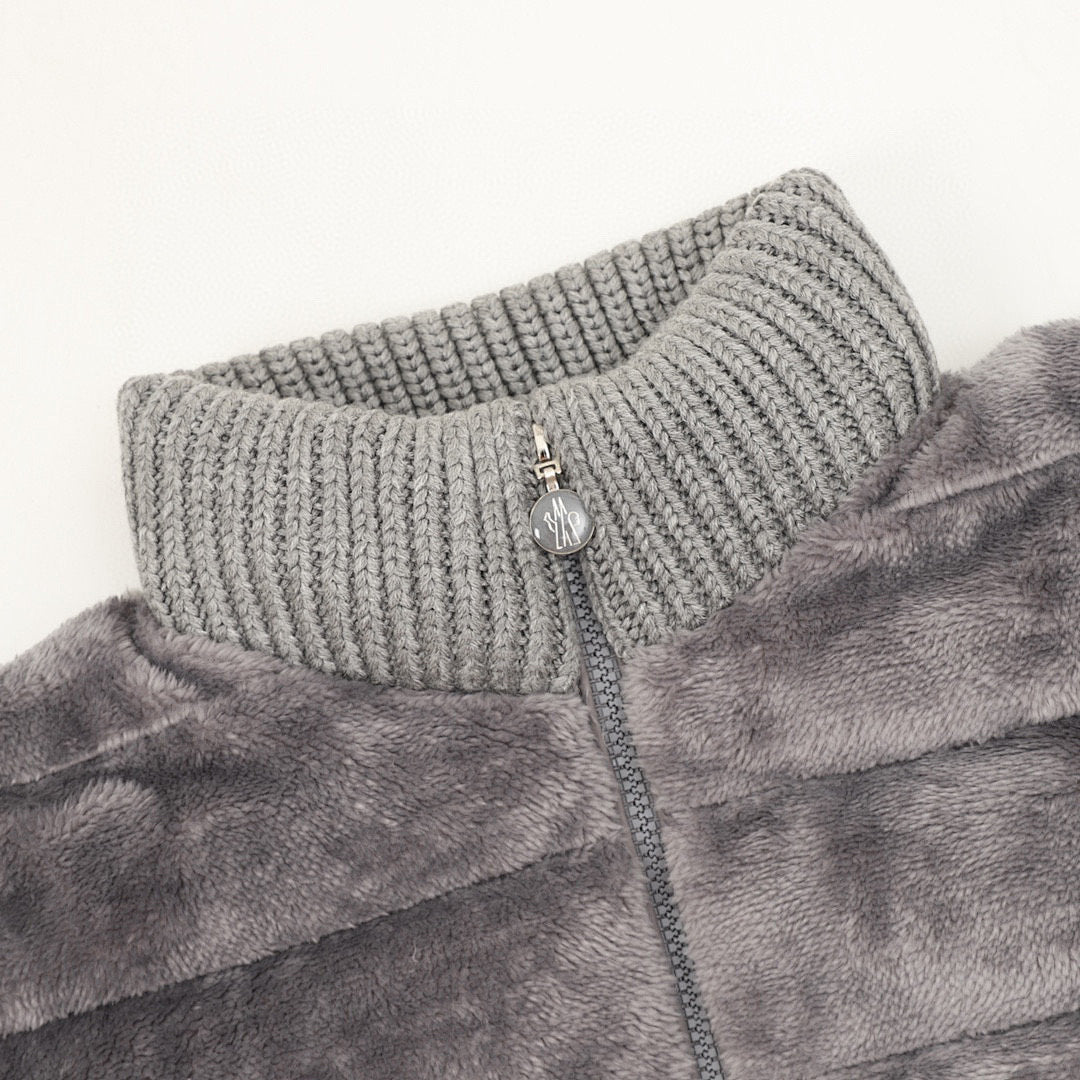 Moncler Women's Textured Panel Zip Cardigan - Gray - detail 1