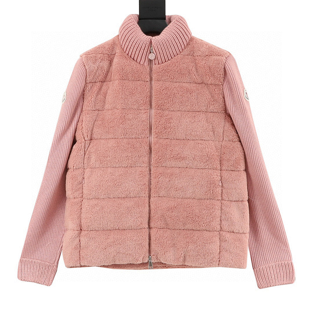 Moncler Women's Textured Panel Zip Cardigan - Pink - front view