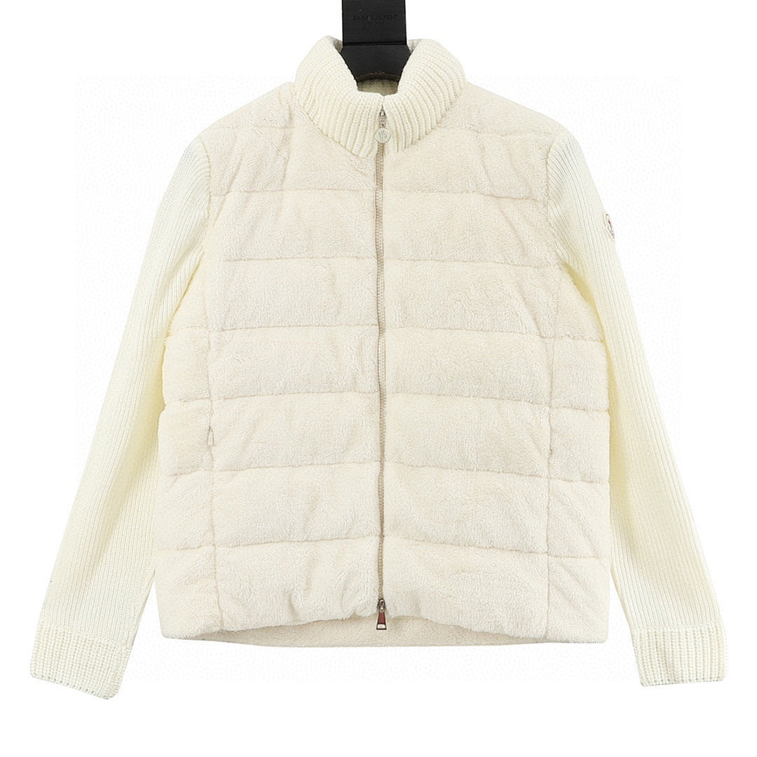 Moncler Women's Textured Panel Zip Cardigan - Ivory - front view