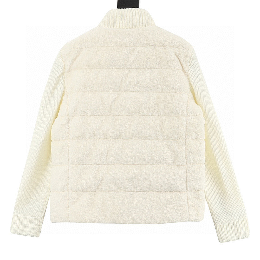 Moncler Women's Textured Panel Zip Cardigan - Ivory - back view