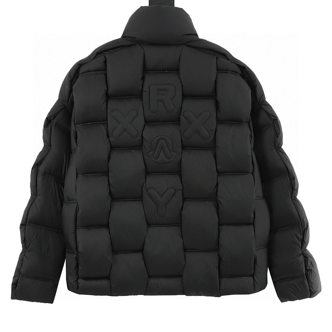 Moncler Woven-Panel Down Jacket - Black - back view