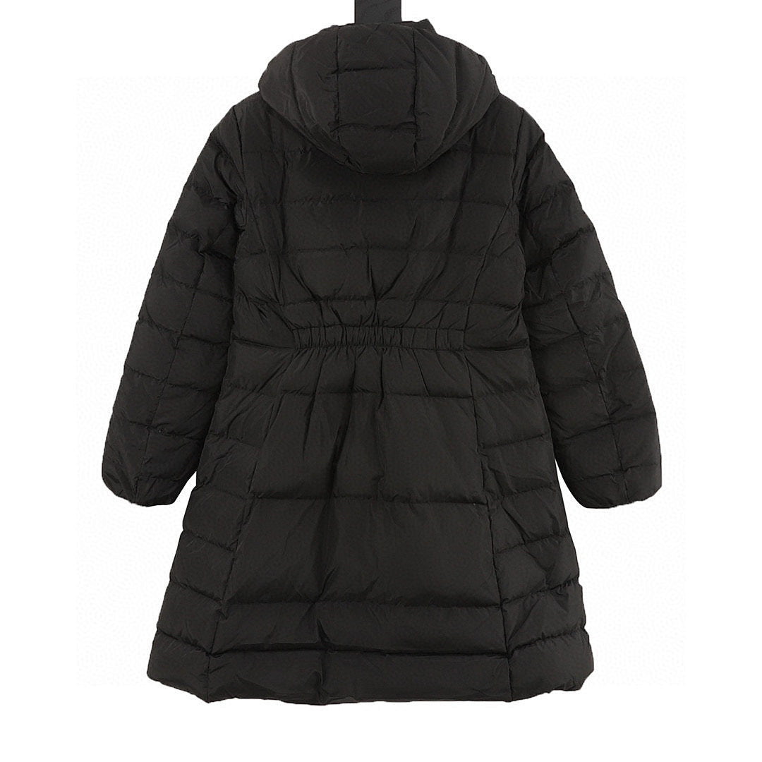 Moncler Women's Slim Long Hooded Down Coat - Black - back view