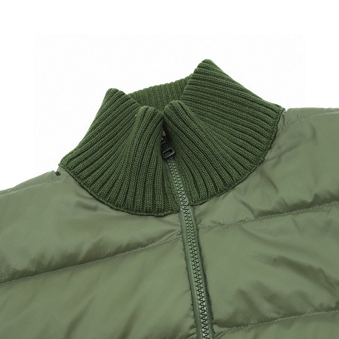 Moncler Knit-Sleeve Quilted Zip Cardigan - Green - detail 1