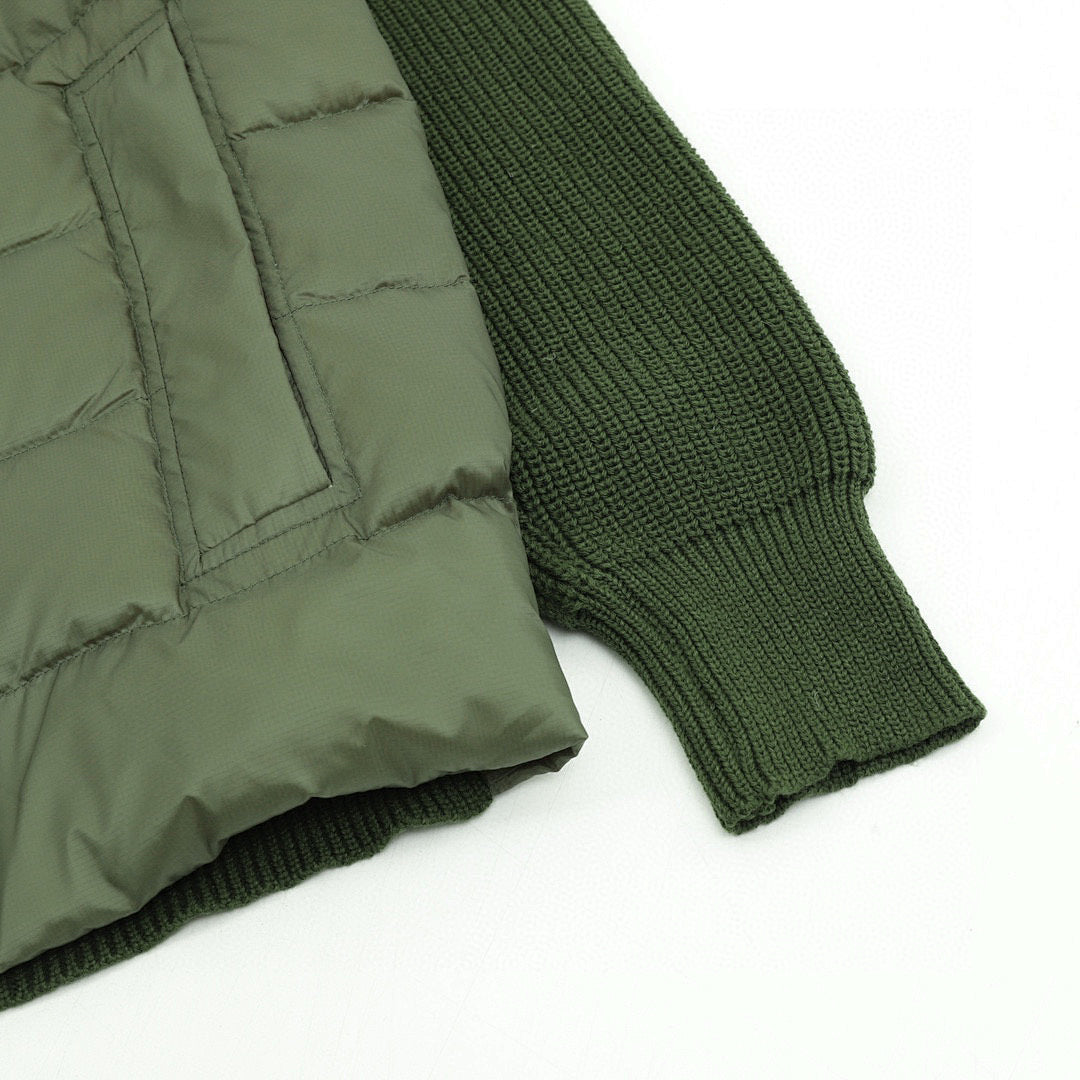 Moncler Knit-Sleeve Quilted Zip Cardigan - Green - detail 2