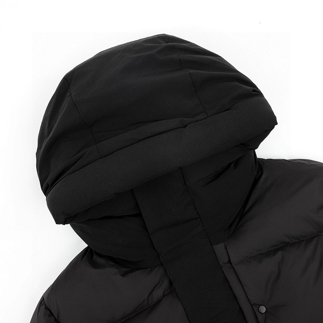 Moncler Embossed-Placket Hooded Down Jacket - Black - detail 1