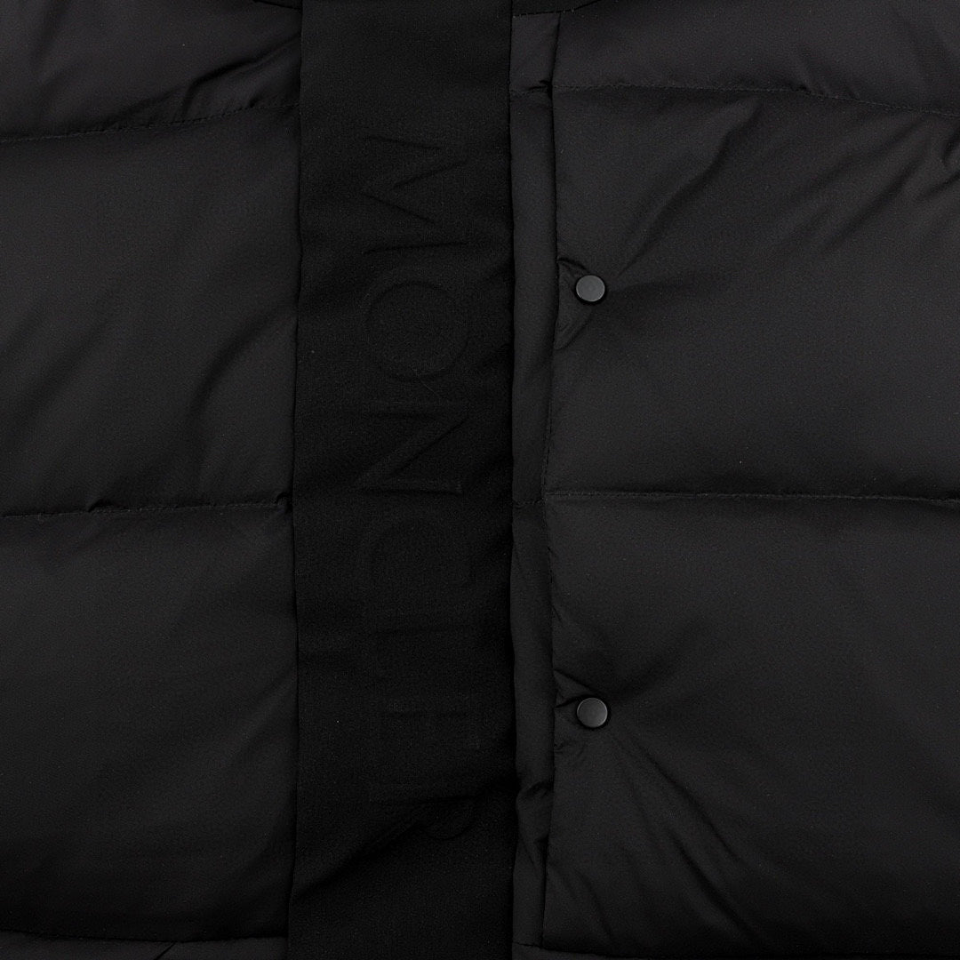 Moncler Embossed-Placket Hooded Down Jacket - Black - detail 3