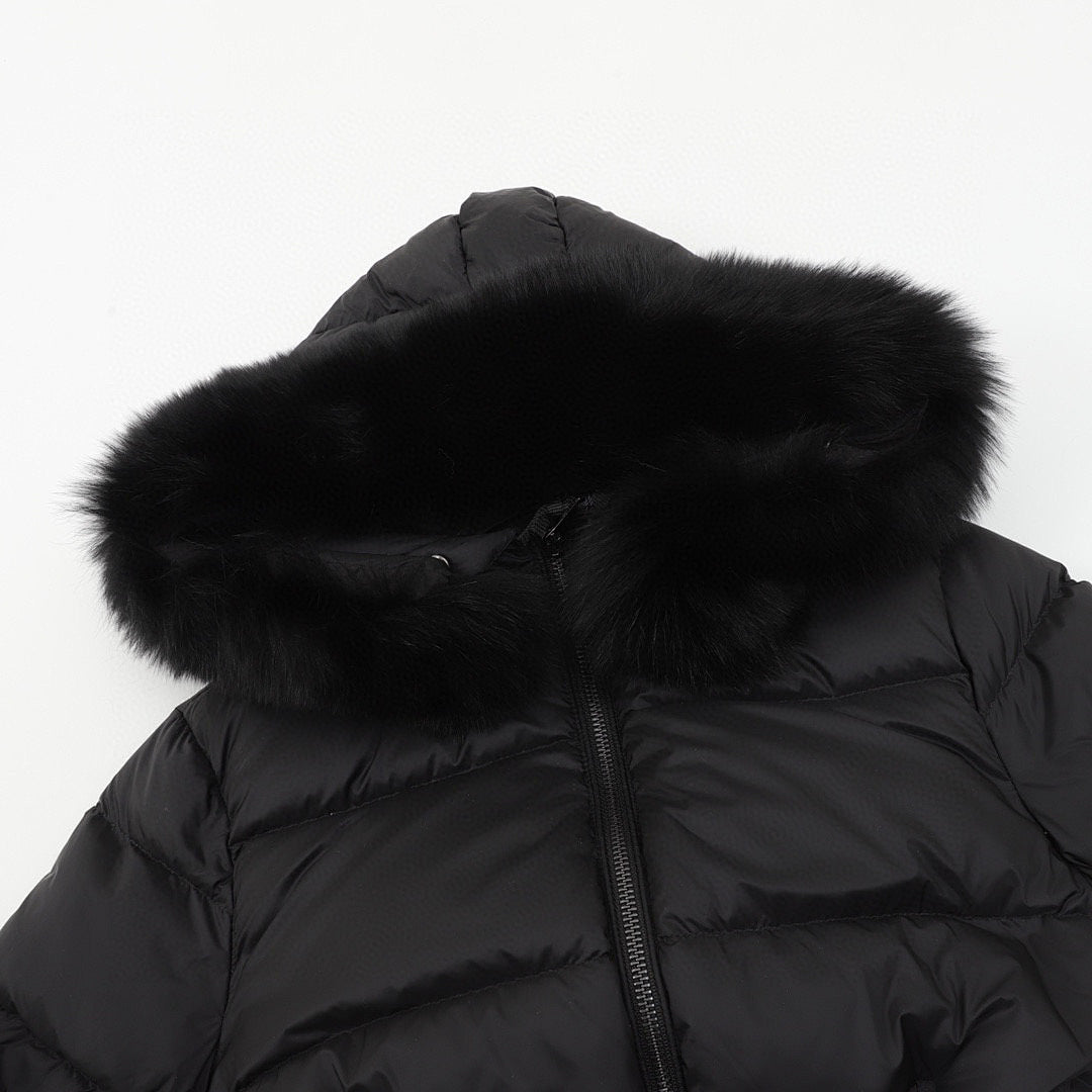 Moncler Hermifur Women's Belted Short Down Jacket - Black - detail 1