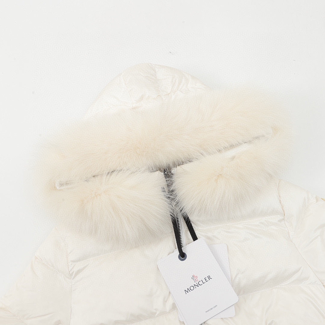 Moncler Hermifur Women's Belted Short Down Jacket - Ivory - detail 1