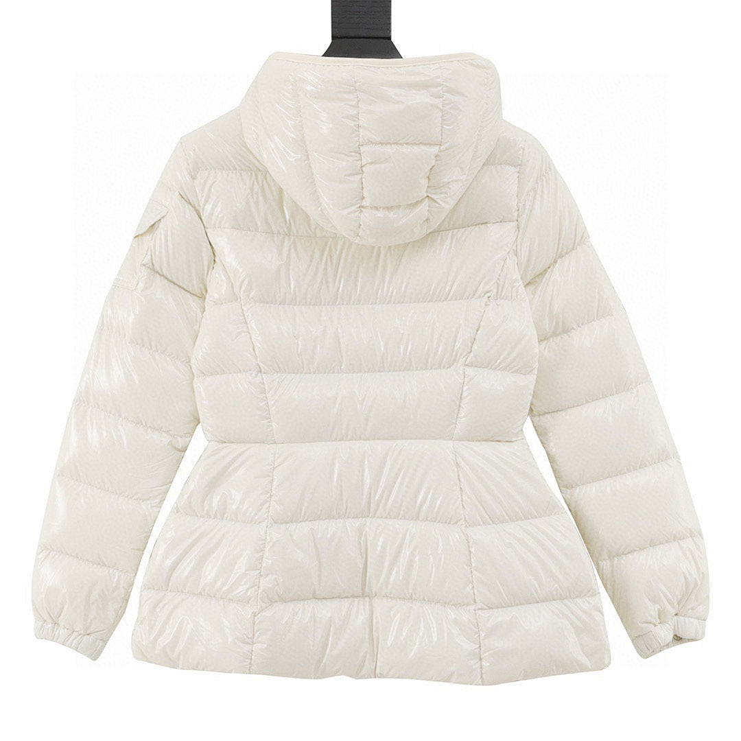 Moncler Barante Women's Fitted Hooded Down Jacket - Ivory - back view