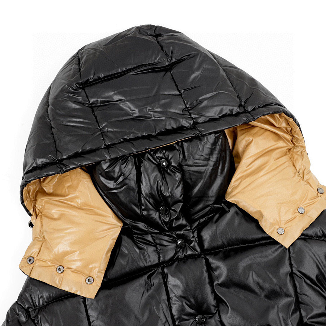 Moncler Women's Long Hooded Down Coat - Black and Gold - detail 1