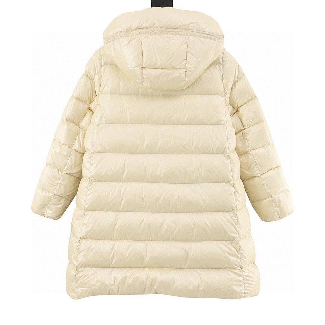 Moncler Women's Mid-Length Hooded Down Coat - Ivory - back view