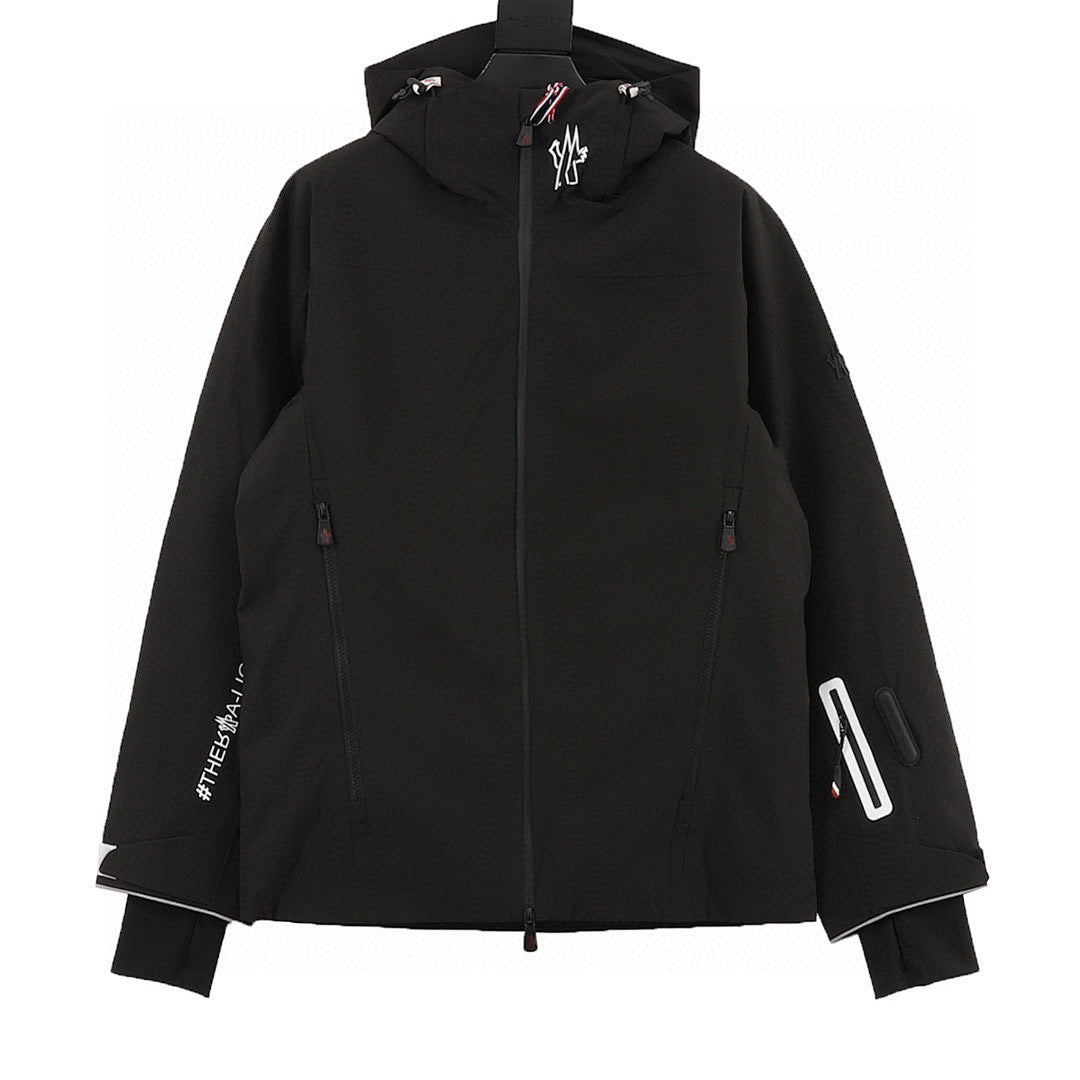 Moncler Sleeve-Zip Hooded Ski Jacket - Black - front view