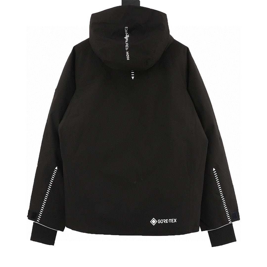 Moncler Sleeve-Zip Hooded Ski Jacket - Black - back view