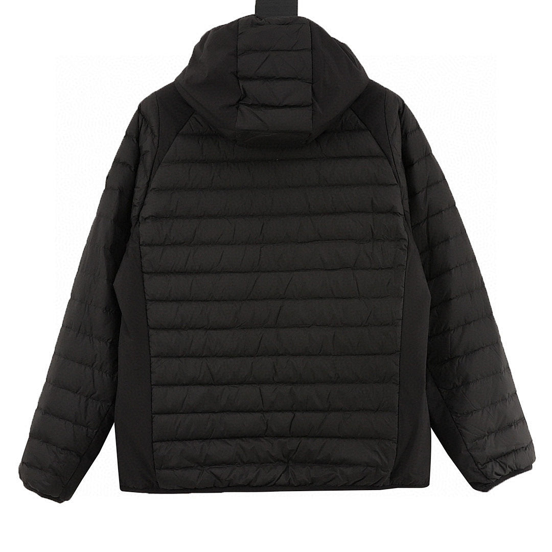 Moncler Lightweight Panelled Hooded Down Jacket - Black - back view