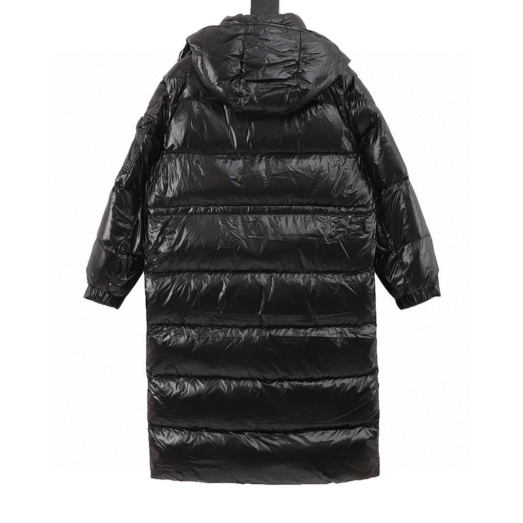 Moncler Detachable-Hood Long Down Coat - Black - back view
