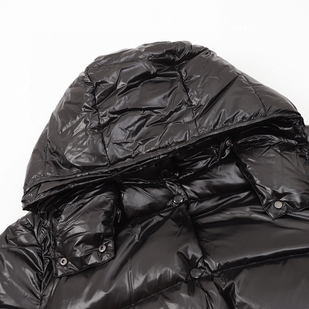 Moncler Detachable-Hood Long Down Coat - Black - detail 1