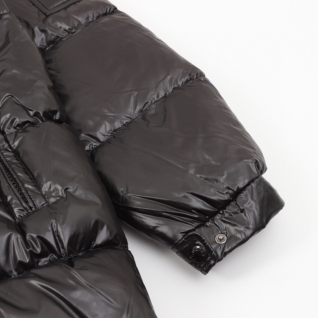 Moncler Detachable-Hood Long Down Coat - Black - detail 3