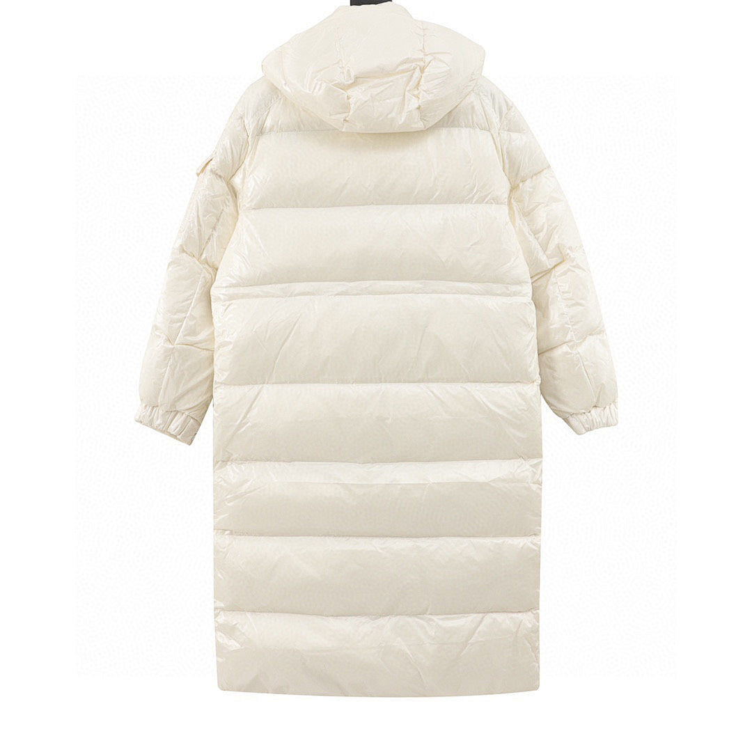 Moncler Detachable-Hood Long Down Coat - Ivory - back view