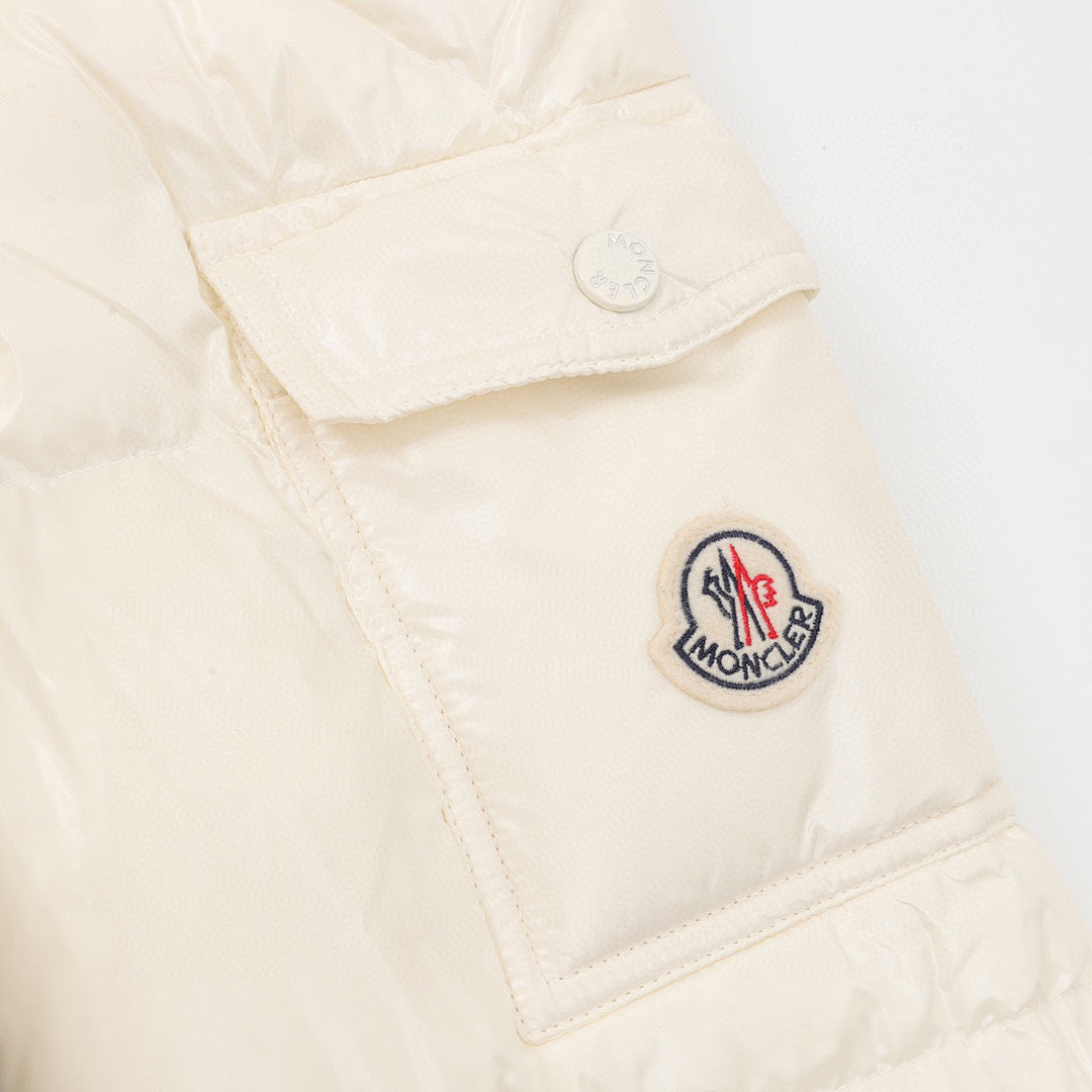 Moncler Detachable-Hood Long Down Coat - Ivory - detail 3