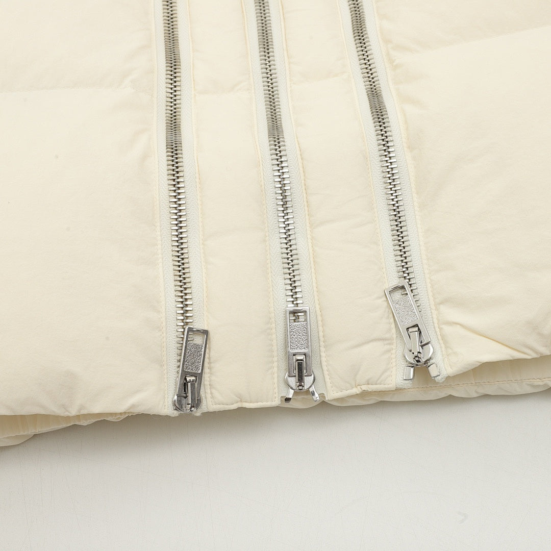 Moncler Multi-Zip Stand-Collar Down Jacket - Ivory - detail 2