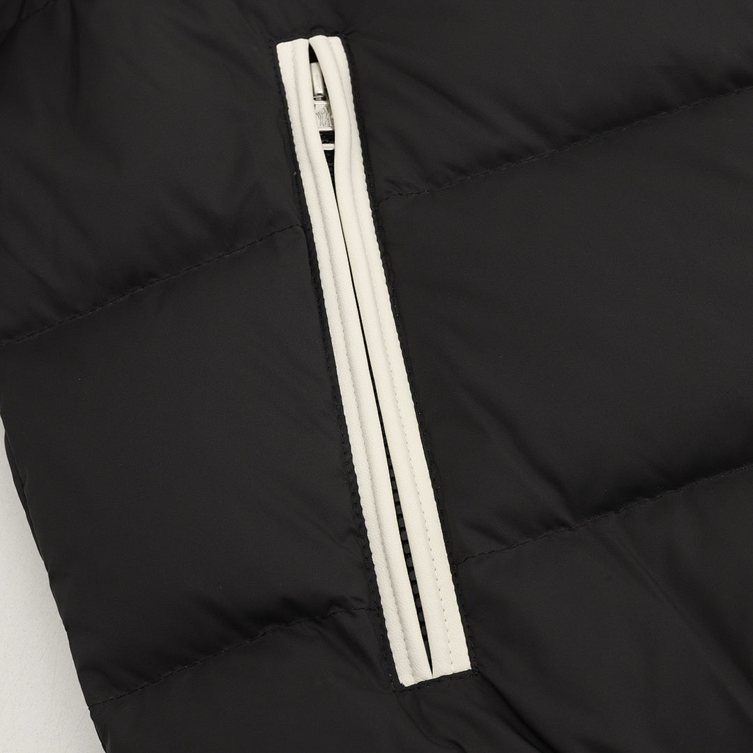 Moncler Contrast-Sleeve Varsity Down Jacket - Black and Ivory - detail 3