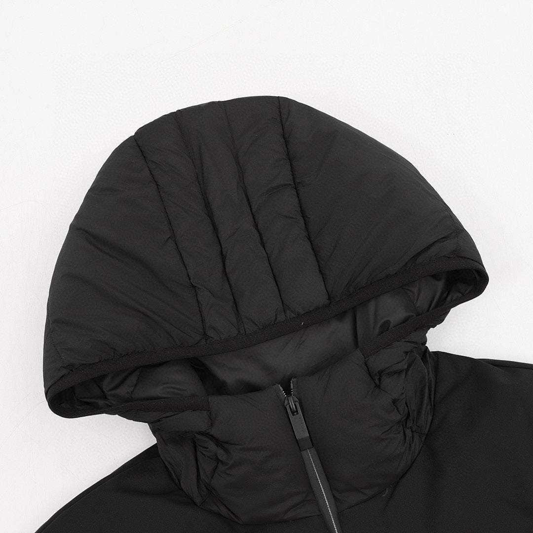 Moncler Panelled Hooded Down Jacket - Black - detail 1
