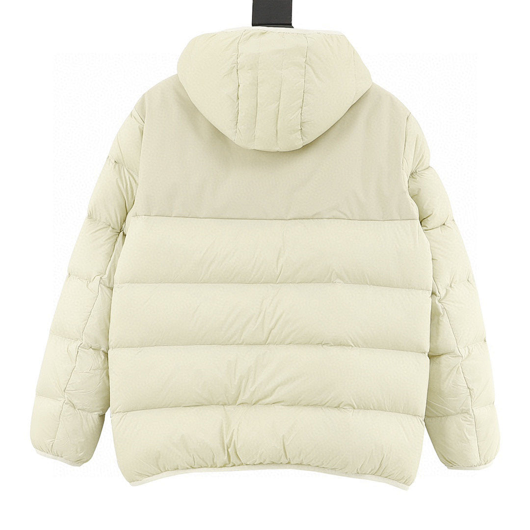 Moncler Panelled Hooded Down Jacket - Ivory - back view